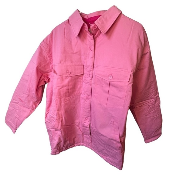 𝅺nwt BP Women’s Quilted Lined Shirt Jacket Pink Yarrow Sz Large, Button Down - Picture 2 of 11